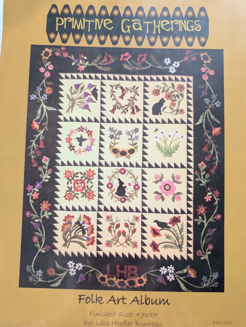Primitive Gatherings Folk Art Album Applique Block Quilt Patterns NEW Farmhouse - Picture 2 of 5
